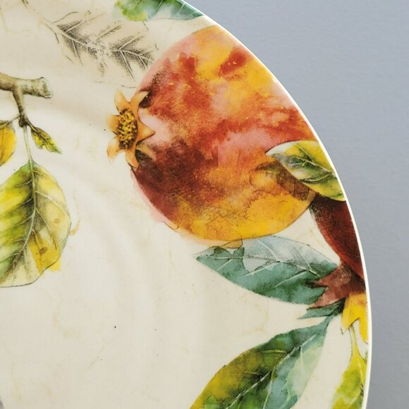 Pier 1 Verona Dinner Plate, Autumn Fruits, Pear Apple Leaves, Fall Kitchen Decor - Picture 3 of 11